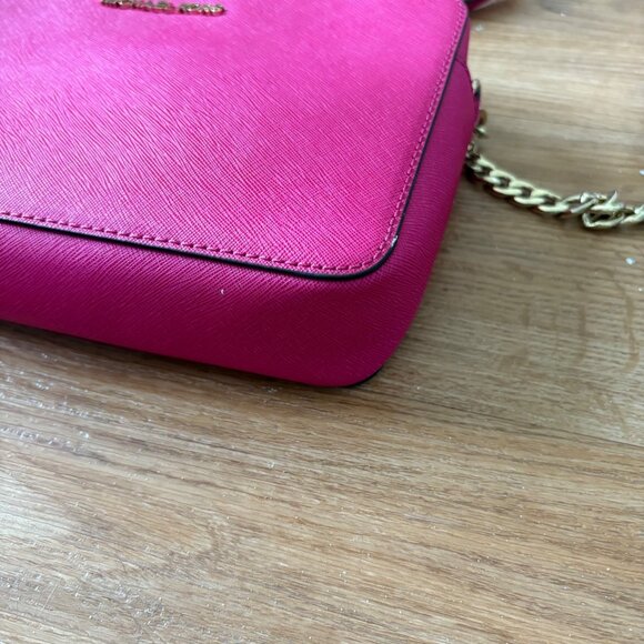 Michael Kors Jet Set Travel Crossbody Saffiano Leather Purse Pink Large Size - Picture 6 of 10